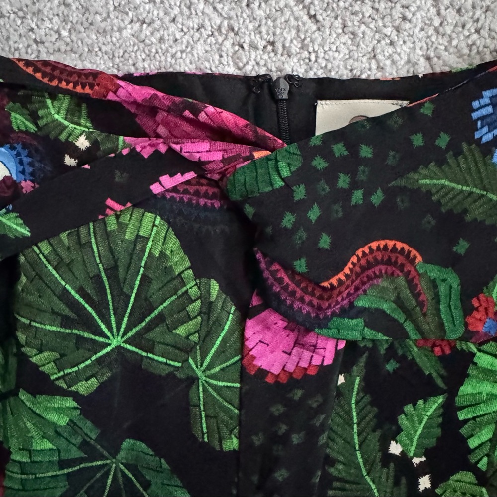 Farm Rio Wrap Mini Skirt Tropical Floral Blooming Garden Black Size Medium - Picture 5 of 9